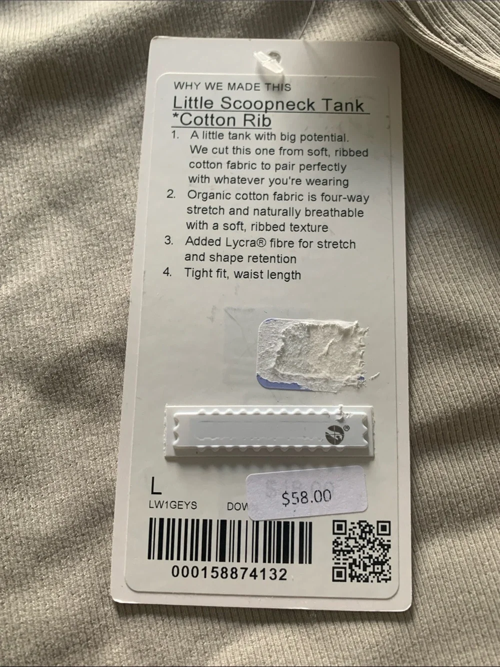 73. NWT Lululemon little scoopneck rib tank Size L